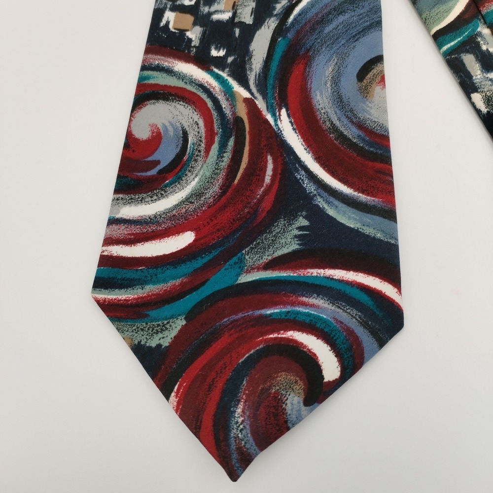 Vtg Pierre Cardin Men's Tie Abstract Geometric Swirl Brushstroke Polyester 3.75"